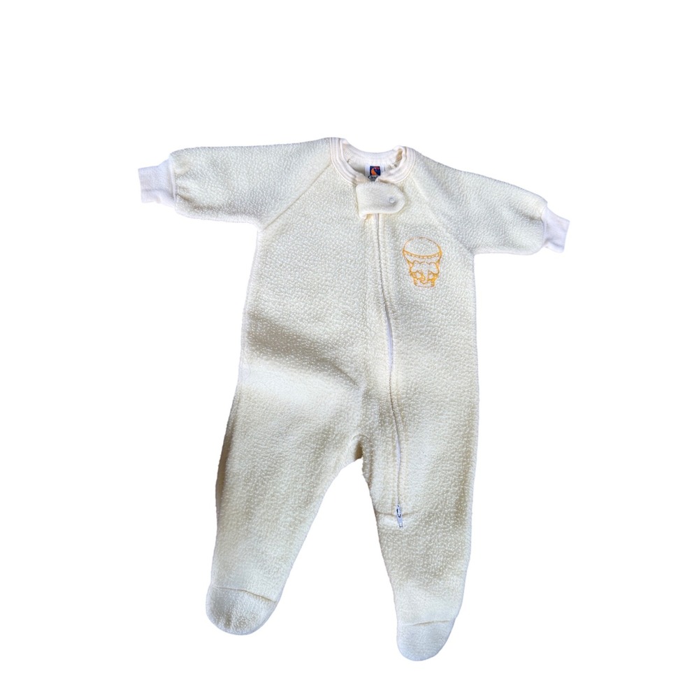 Vintage Carters Baby Sleeper Cream Fleece Footed Pajamas Chick 6 Months USA Made